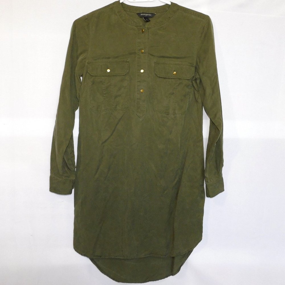 Banana Republic Factory Army Green 1/2 Button front Shirt Dress Dress Womens 0